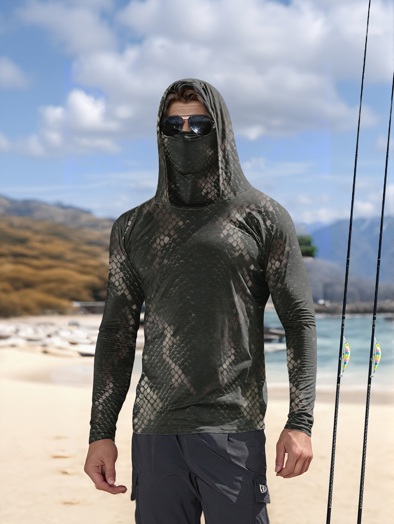 Men's Fishing Hooded Long-Slee - Fishing Hoodie 评论和价格